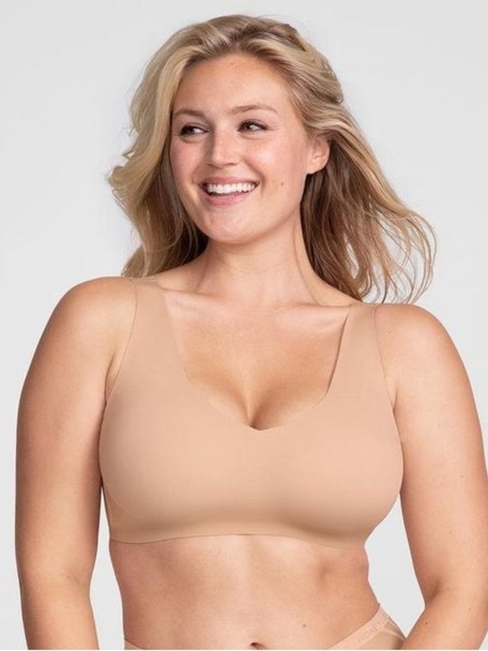 Honeylove V Neck Wireless Bra Sand Size Large